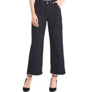 Gap Jeans Womens 31 Wide Leg Super High Rise Crop Dark Wash Trousers